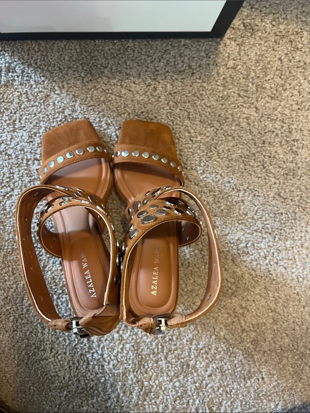 Azalea Wang Women’s Brown Studded Suede Heels - Picture 5 of 7